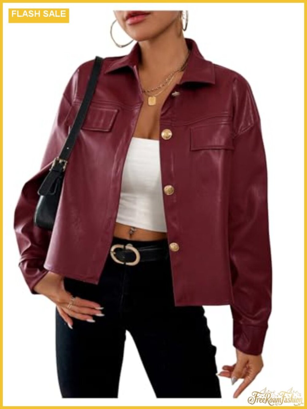 Pu Leather Long Sleeve Button Front Motorcycle Jacket